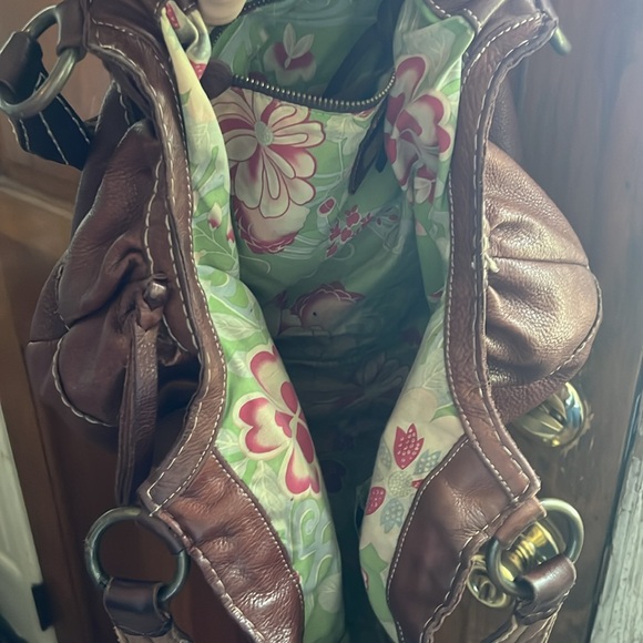 Lucky Brand Italian Leather Purse cognac brown slouchy shoulder hobo - Picture 4 of 10